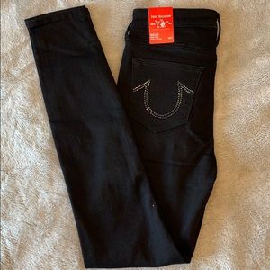 True Religion skinny jeans crystal embellishment.